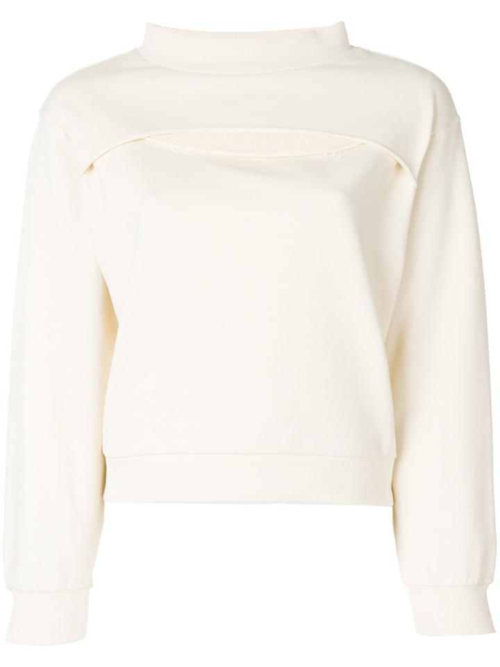 T By Alexander Wang Slit-front Sweatshirt - Nude & Neutrals
