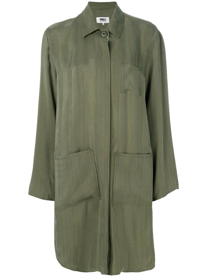 Mm6 Maison Margiela Jacquard Stripe Coat - Green
