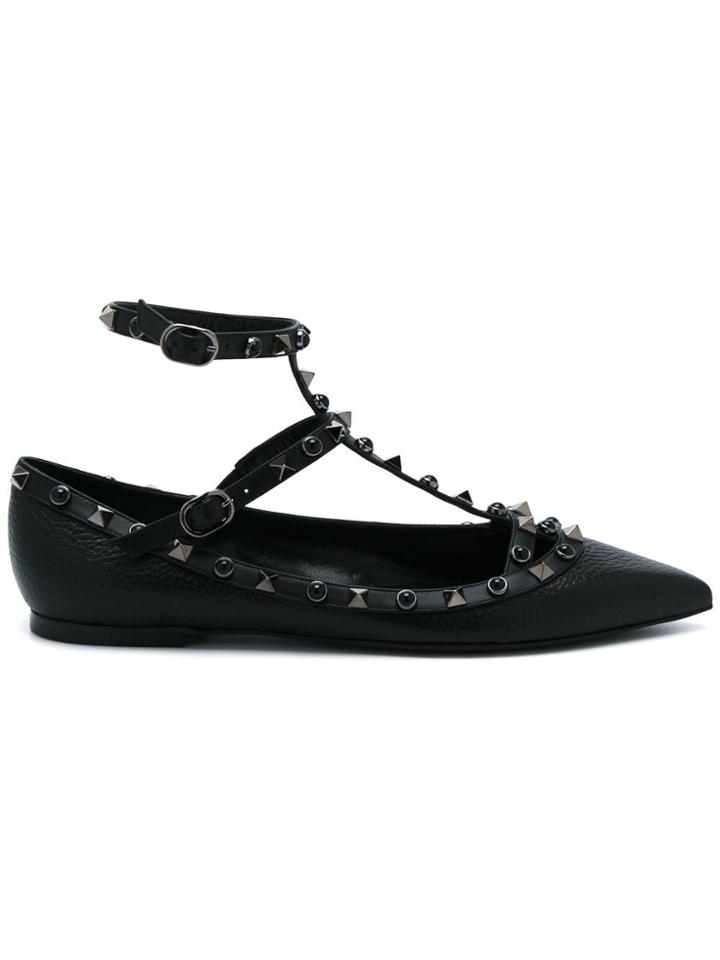 Valentino Valentino Garavani 'rolling Rockstud' Ballerinas - Black