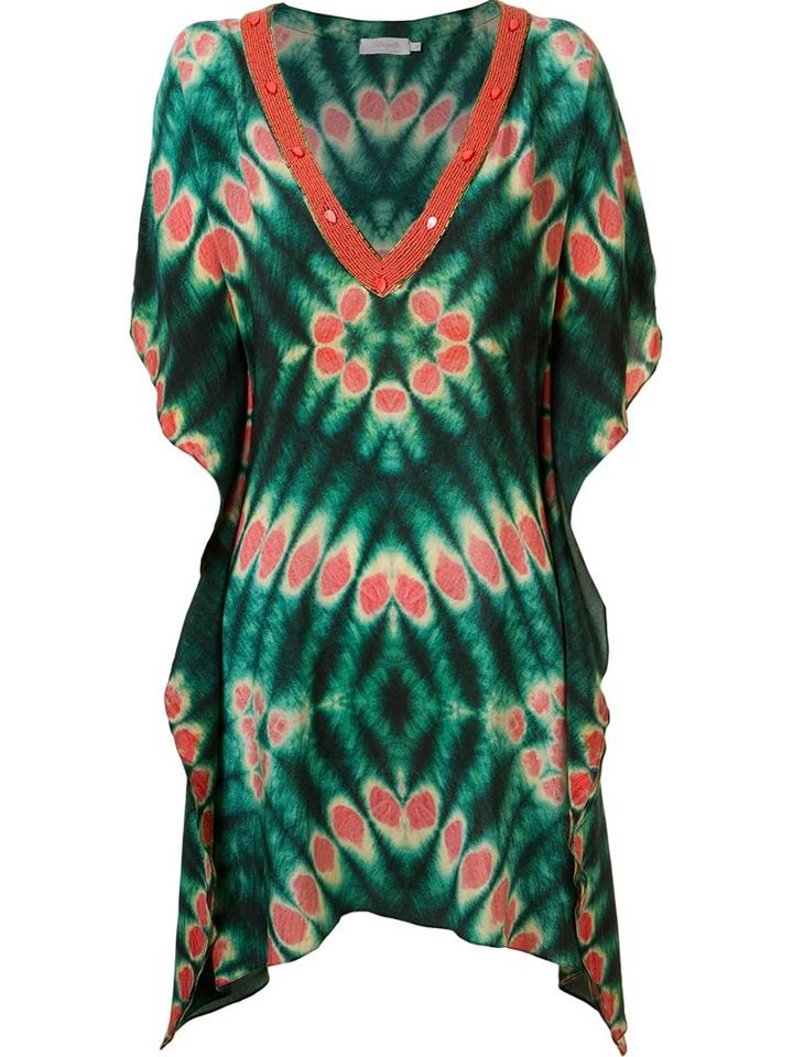 Brigitte Abstract Print Beach Dress, Women's, Size: P, Green, Silk