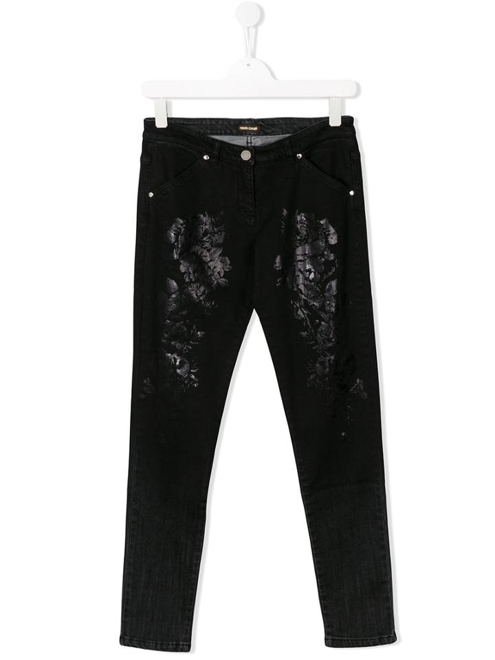Roberto Cavalli Kids - Printed Jeans - Kids - Cotton/spandex/elastane - 14 Yrs, Black