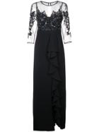 Aidan Mattox Floral Embellished Evening Dress - Blue