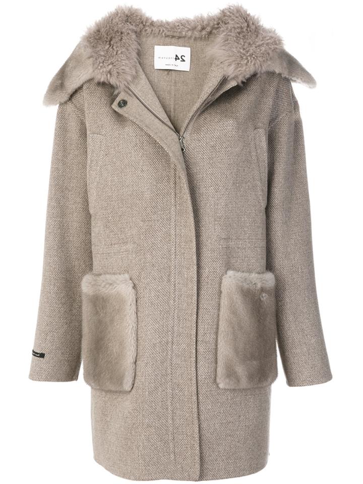 Manzoni 24 Hooded Coat - Nude & Neutrals