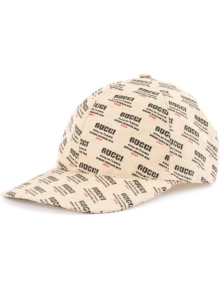 Gucci Gg Monogram Print Cap - Nude & Neutrals