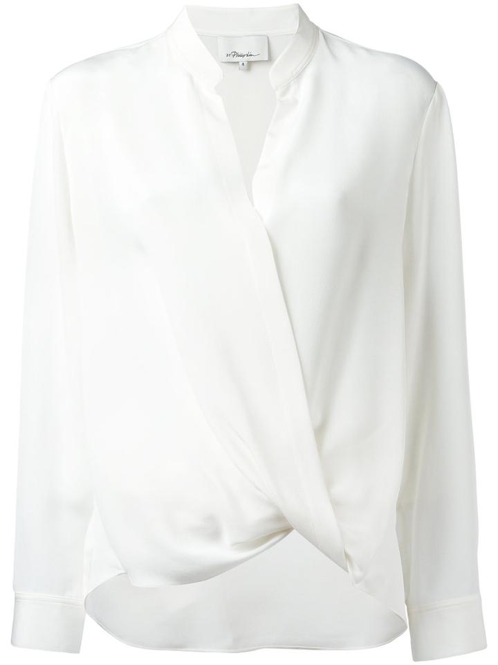 3.1 Phillip Lim V-neck Top, Women's, Size: 6, White, Silk