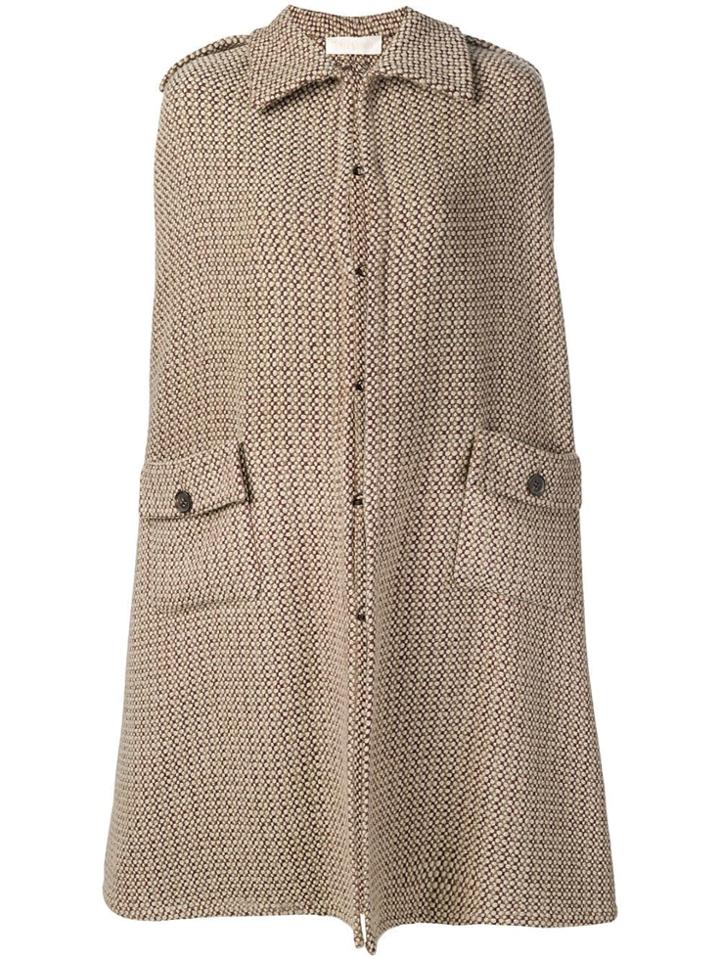 Valentino Vintage Tweed Cape Coat - Brown