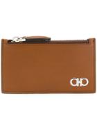 Salvatore Ferragamo Double Gancio Zip Card Case - Brown