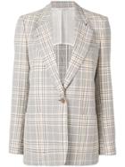 Acne Studios Single-breasted Plaid Blazer - Grey