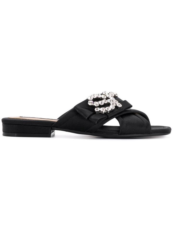 Sergio Rossi Sr Icona Embellished Slides - Black