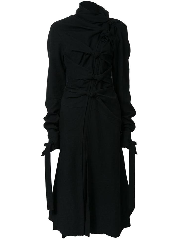 Aganovich Knot Detail Midi Dress, Women's, Size: 40, Black, Cashmere/wool/polyimide