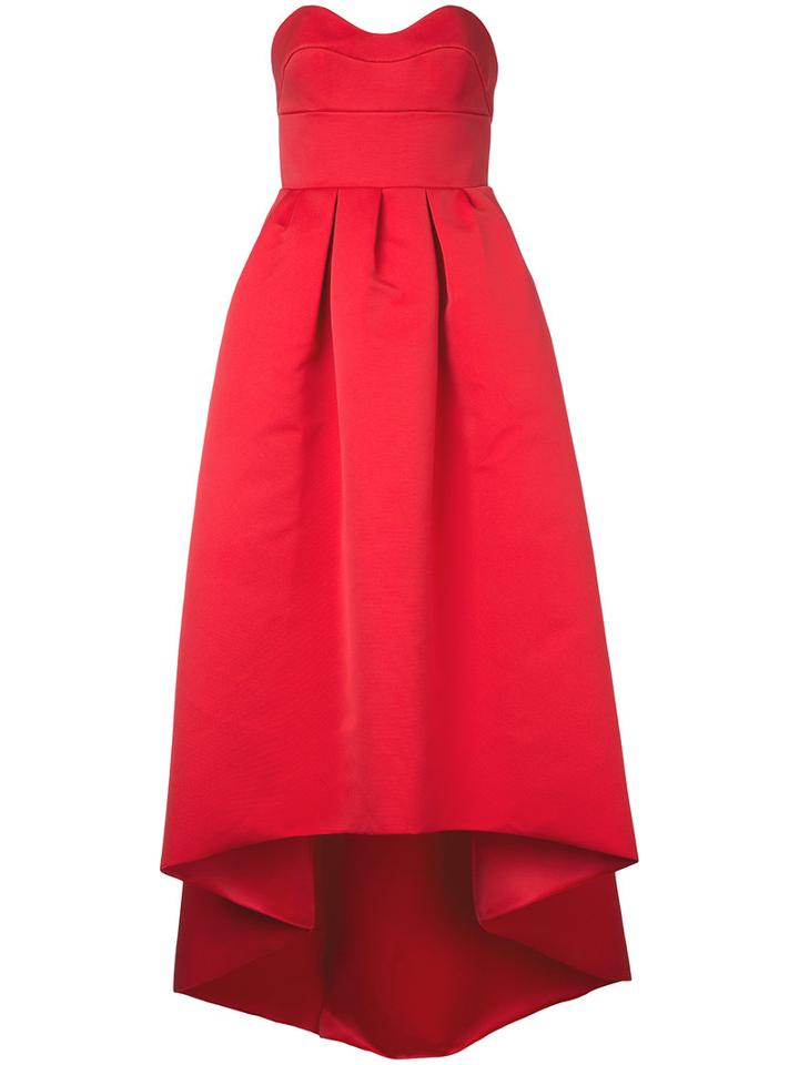 Paule Ka - Strapless Woven High Low Dress - Women - Polyester - 36, Women's, Red, Polyester
