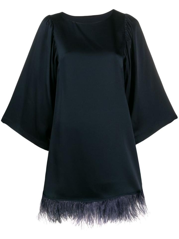 Semicouture Feather Trimmed Shift Dress - Blue