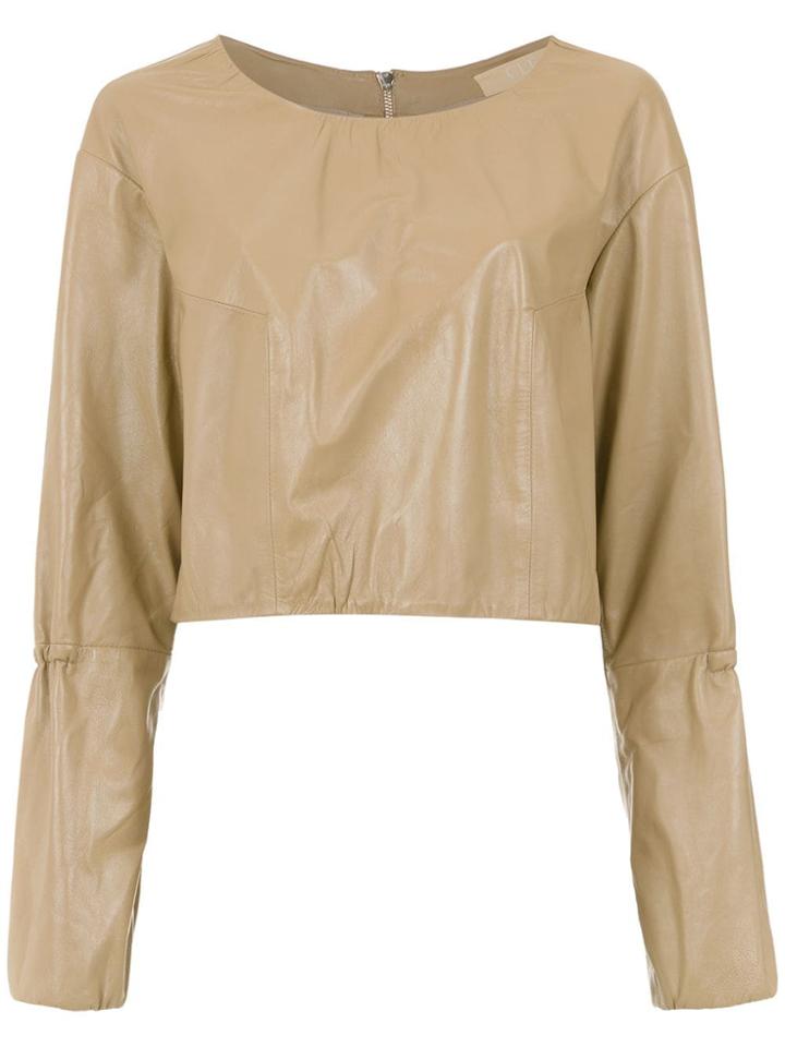 Clé Leather Top - Brown