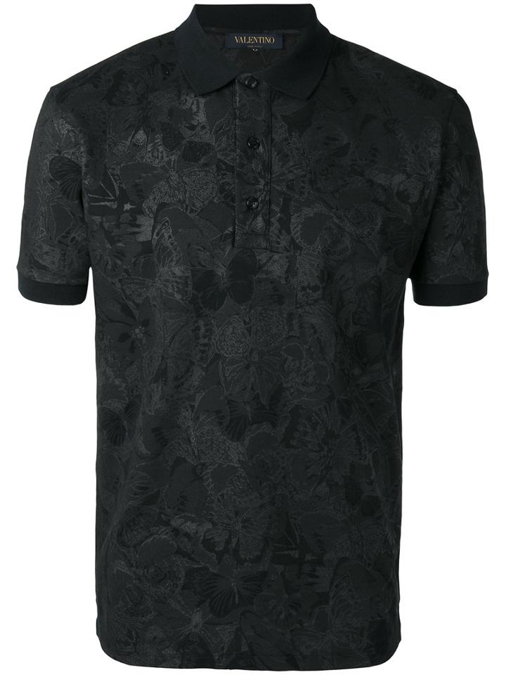 Valentino Rockstud Camubutterfly Polo Shirt, Men's, Size: Small, Blue, Cotton