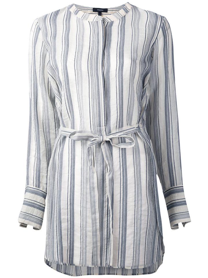 Theory - Striped Tunic - Women - Silk/cotton - L, Nude/neutrals, Silk/cotton