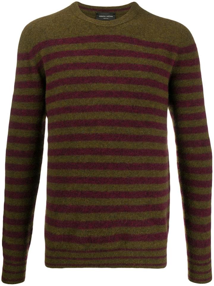 Roberto Collina Striped Crew Neck Jumper - Grey