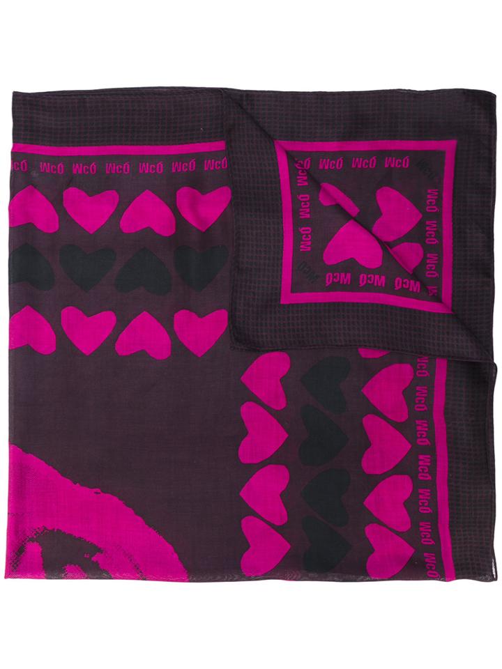 Mcq Alexander Mcqueen Heart Print Scarf - Pink & Purple