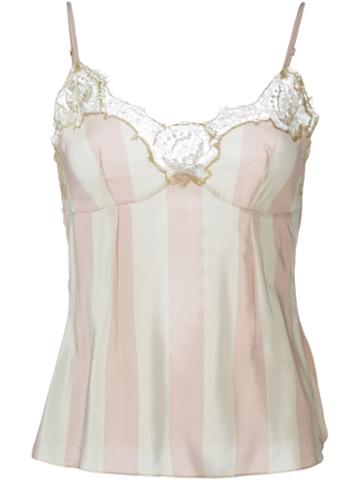 Rosamosario Lace Application Striped Camisole, Women's, Size: 48, Nude/neutrals, Polyamide