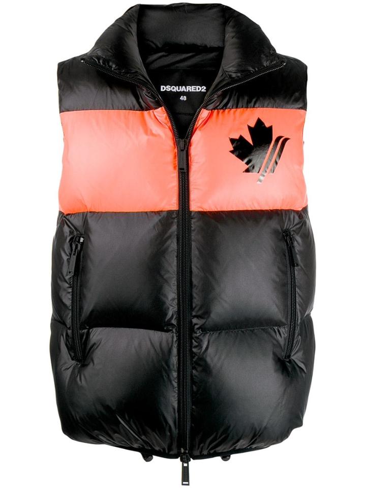 Dsquared2 Leaf Print Padded Gilet - Black