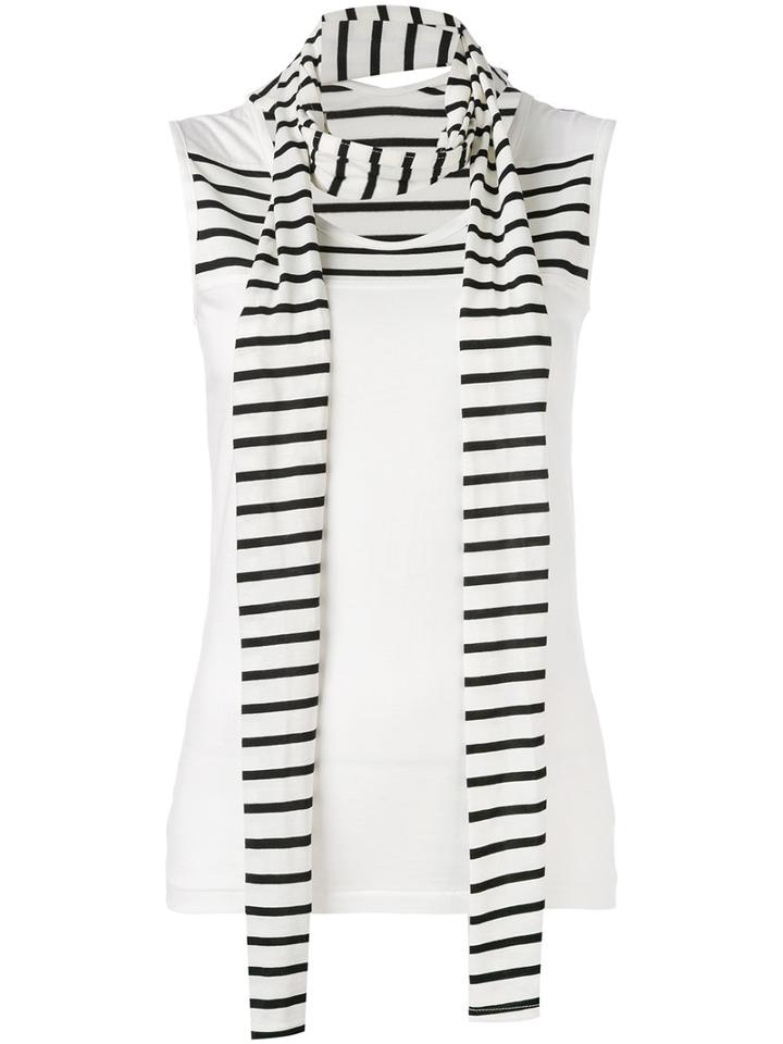 Yohji Yamamoto - Scarf Neck Tank Top - Women - Cotton/rayon - 2, White, Cotton/rayon