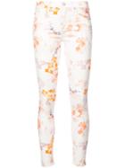 7 For All Mankind Floral Print Skinny Trousers - White