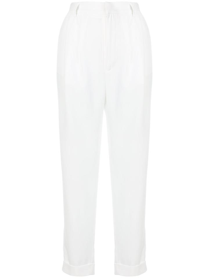 Mm6 Maison Margiela High Rise Cropped Trousers - White