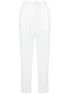 Mm6 Maison Margiela High Rise Cropped Trousers - White