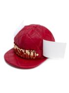 Moschino - Quilted Logo Snapback - Women - Sheep Skin/shearling/viscose - One Size, Red, Sheep Skin/shearling/viscose