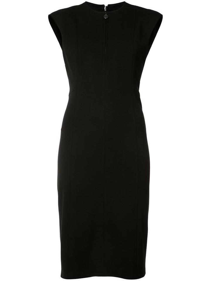 Akris Punto Zipped Neck Dress, Women's, Size: 12, Black, Viscose/polyimide/spandex/elastane