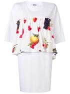 Msgm Fruit Print Panel Dress - White