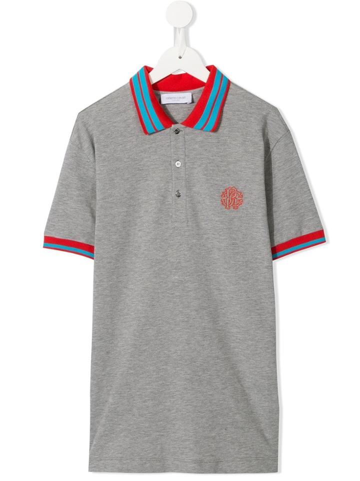 Roberto Cavalli Junior Teen Woven Trim Polo - Grey