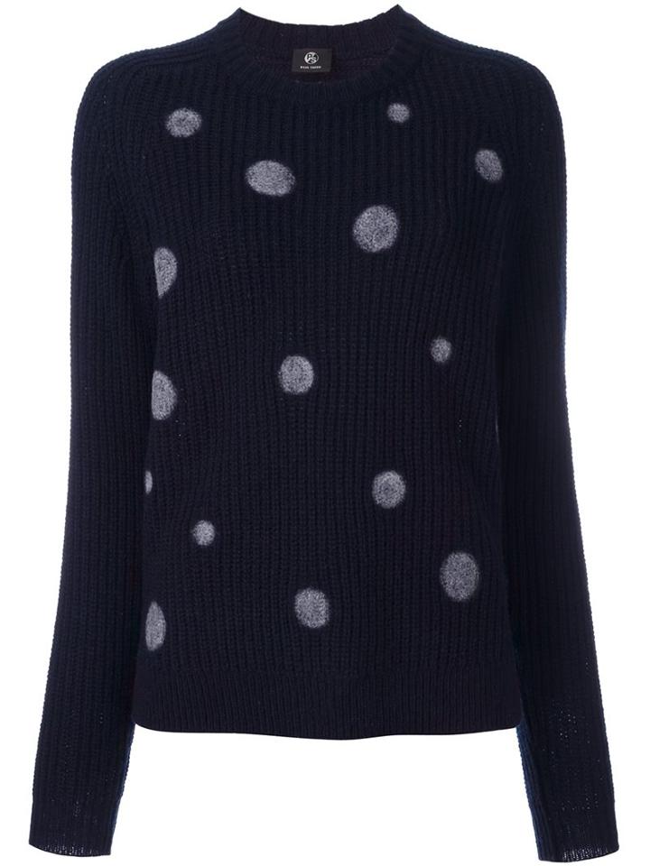 Ps By Paul Smith Polka Dot Ribbed Jumper, Women's, Size: Medium, Blue, Polyester/wool