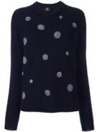 Ps By Paul Smith Polka Dot Ribbed Jumper, Women's, Size: Medium, Blue, Polyester/wool