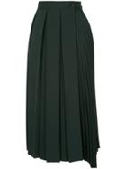 Des Prés Flared Pleated Skirt - Green