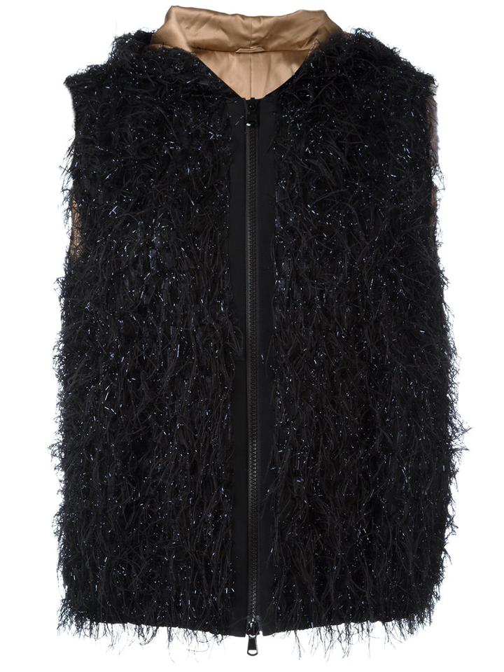 Brunello Cucinelli Hooded Waistcoat, Women's, Size: 44, Black, Polyamide/polyester/viscose