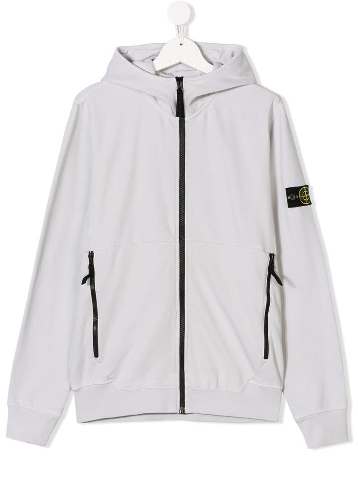 Stone Island Junior Teen Full-zipped Hoodie - Grey