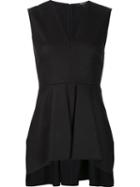 Derek Lam Handkerchief Hem V-neck Blouse, Women's, Size: 44, Black, Spandex/elastane/virgin Wool