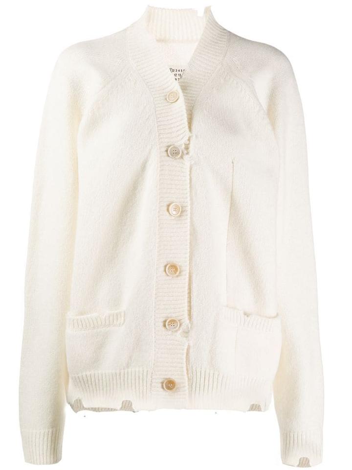 Maison Margiela Distressed Button Up Cardigan - White