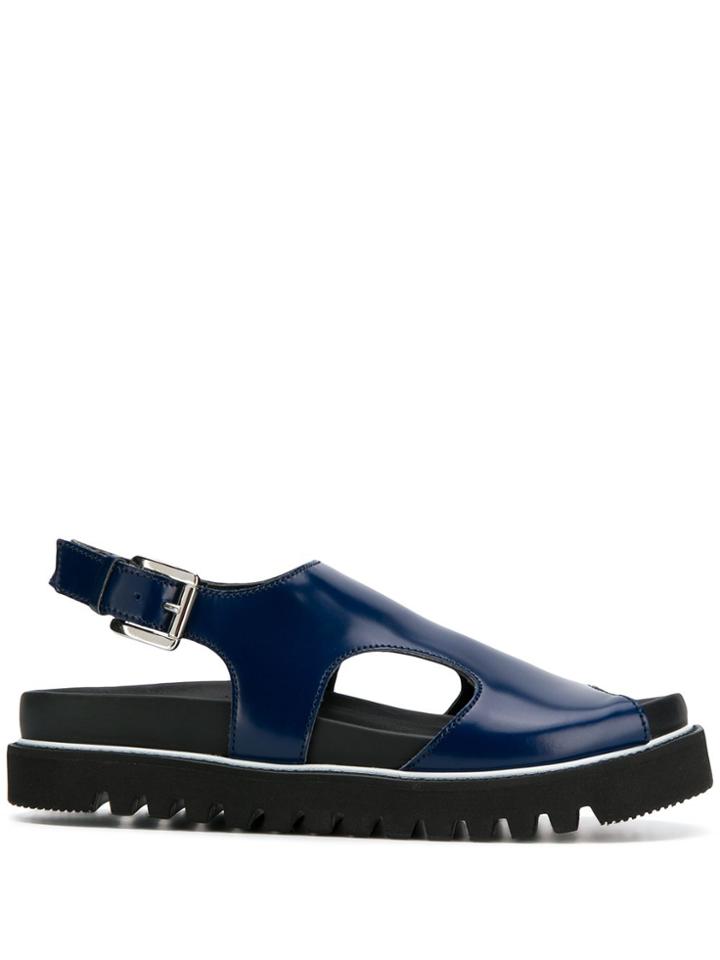 Plan C Platform Sole Sandals - Blue