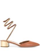 René Caovilla Cleo Metallic Block Heel Sandals - Brown