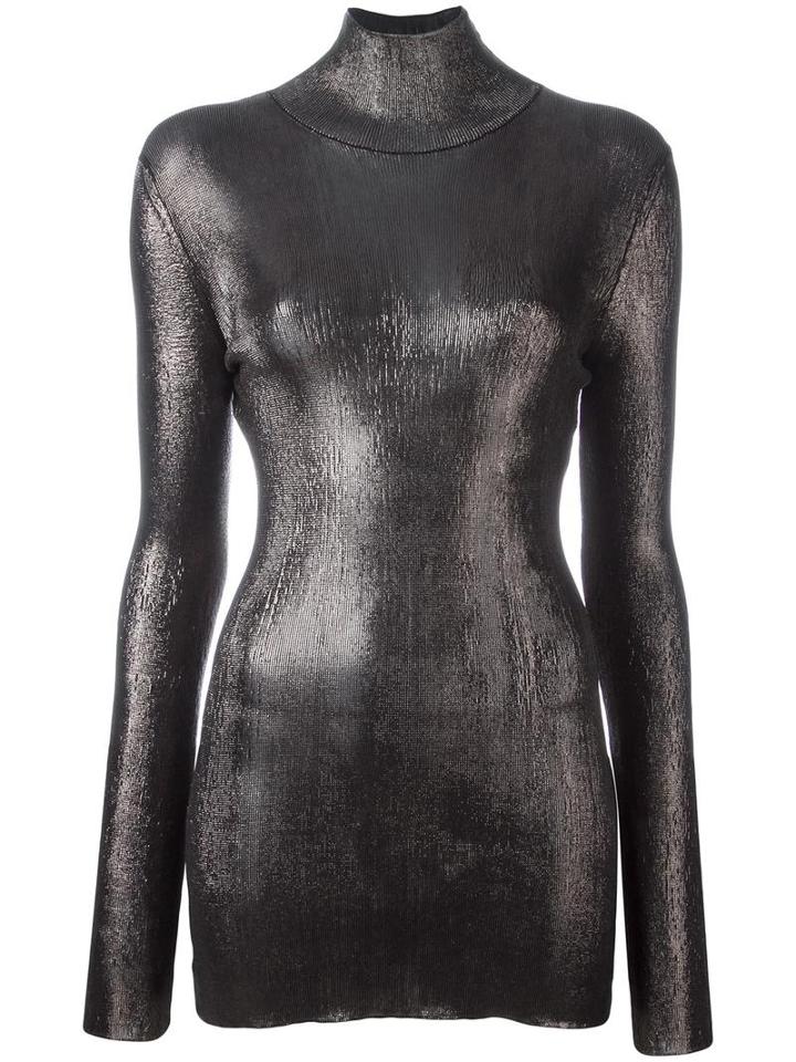 Nina Ricci Turtle Neck Metallic (grey) Top, Women's, Size: Small, Viscose