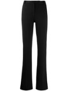 Styland Pinstripe Slim Flared Trousers - Black
