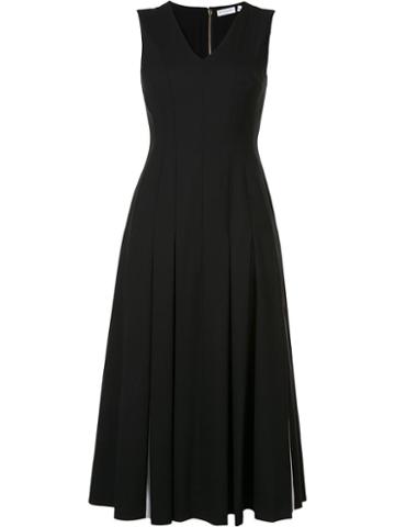 Vionnet Pleated Midi Dress, Women's, Size: 40, Black, Virgin Wool/spandex/elastane