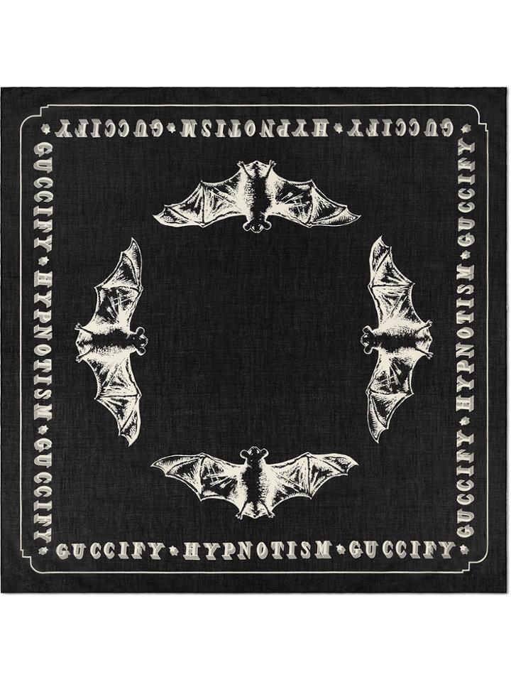 Gucci Bats Print Cotton Scarf - Black