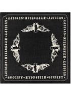 Gucci Bats Print Cotton Scarf - Black