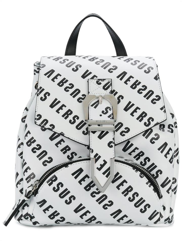 Versus Logo Print Backpack - White