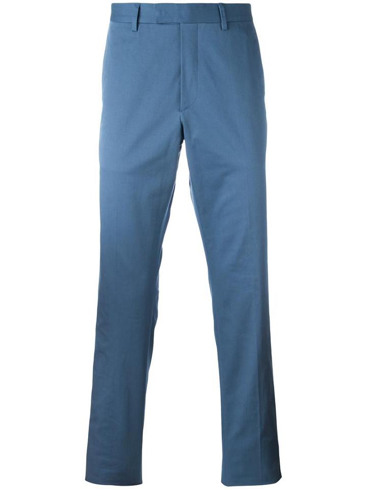 Gucci Stretch Gabardine Chino Trousers, Men's, Size: 52, Blue, Viscose/cotton/spandex/elastane