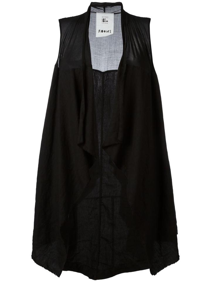 Lost & Found Rooms Sleeveless Cardigan, Women's, Size: Large, Black, Linen/flax/cotton