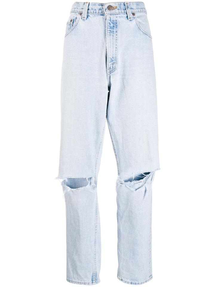 Danielle Guizio Ripped Straight-leg Jeans - Blue