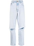 Danielle Guizio Ripped Straight-leg Jeans - Blue